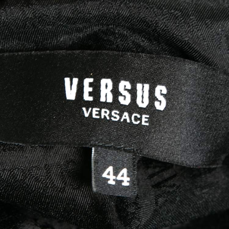 Pre Owned Versus Versace Black Wool Embroidered Logo Bomber Jacket M