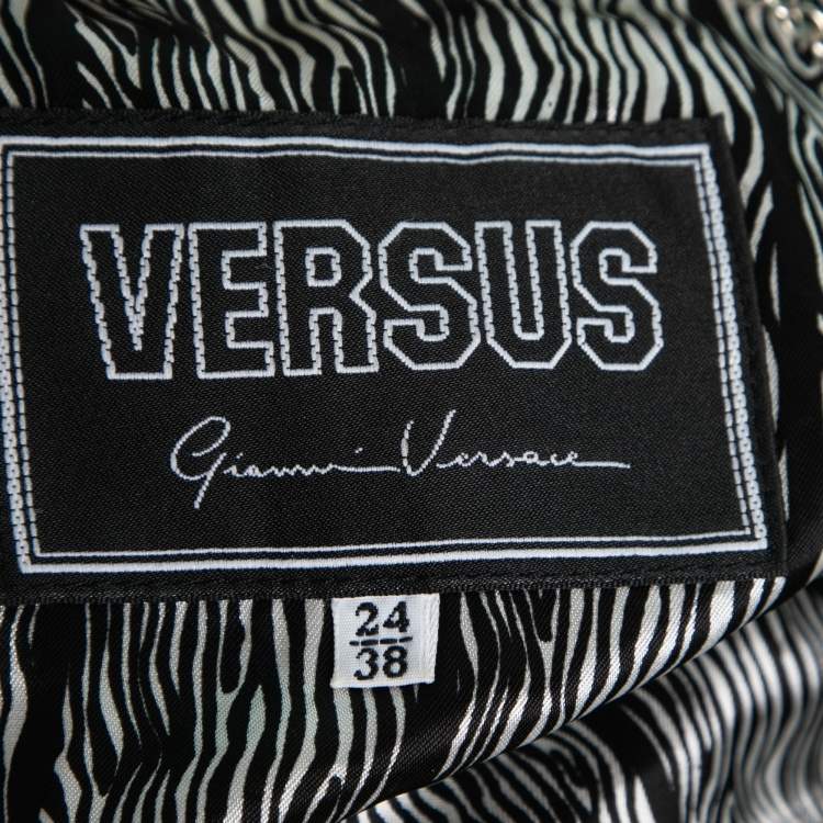 Pre Owned Versus Versace Vintage Black Faux-Fur Collar Wool Belted Coat S
