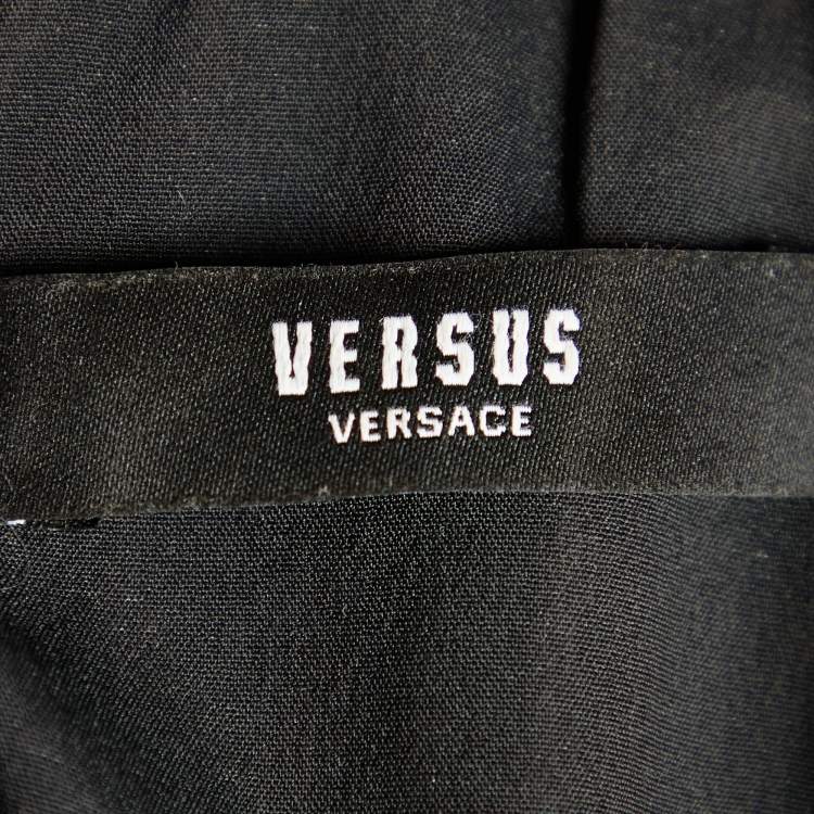 Pre Owned Versus Versace Black Lion Head Printed Chiffon Sleeveless Shift Dress M