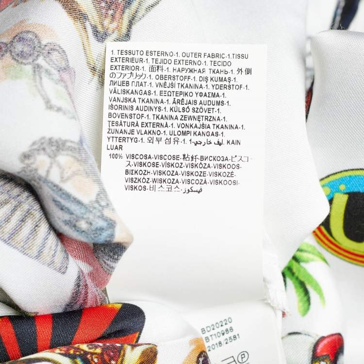 Pre Owned Versus Versace White Logo Printed Satin Shirt S
