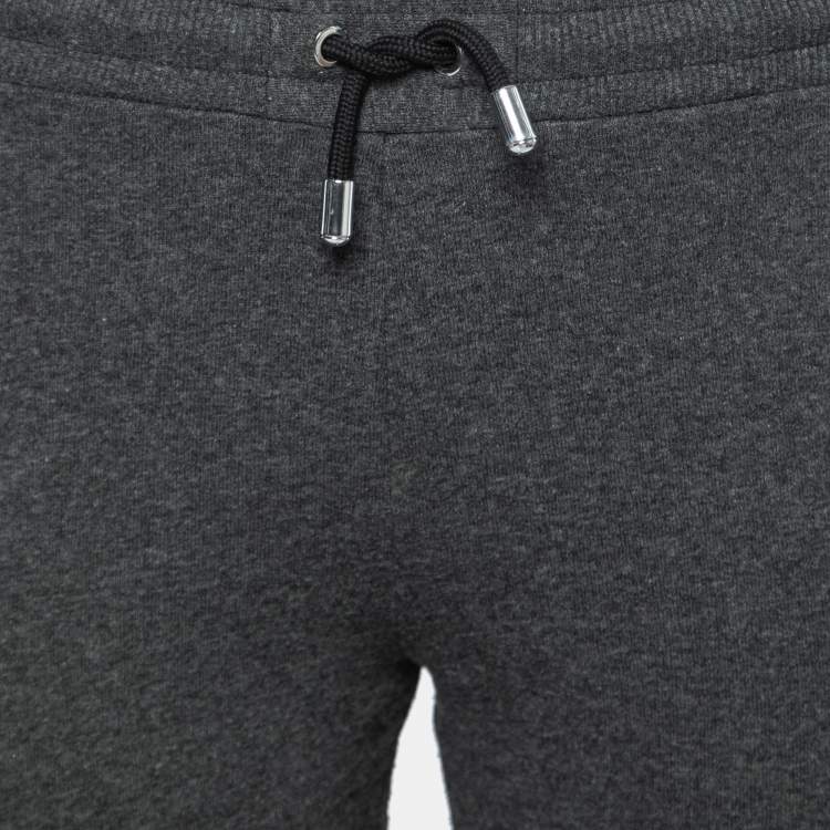 Pre Owned Versus Versace Grey Cotton Zip Detail Logo Tape Trimmed Joggers XS