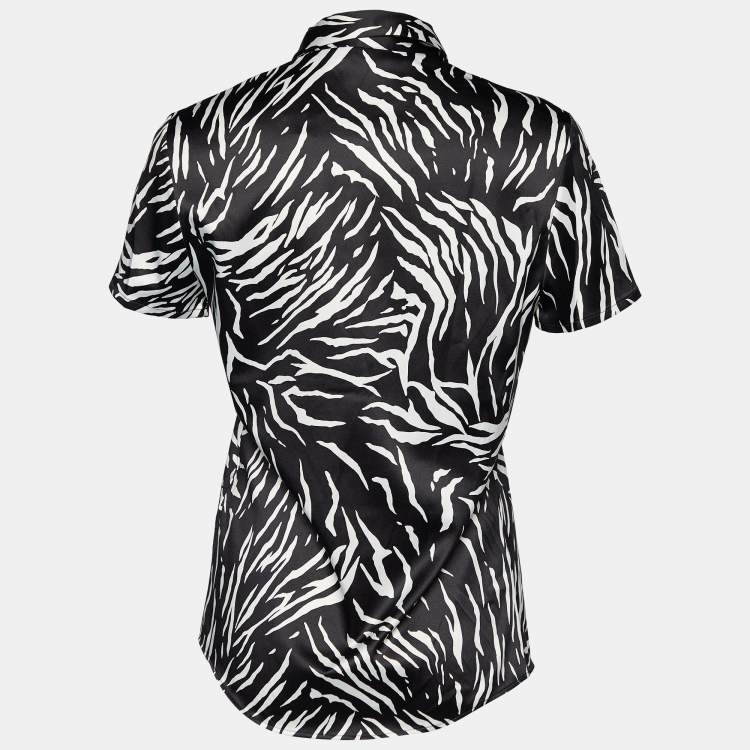 Pre Owned Versus Versace Black Printed Satin Button Front Shirt M