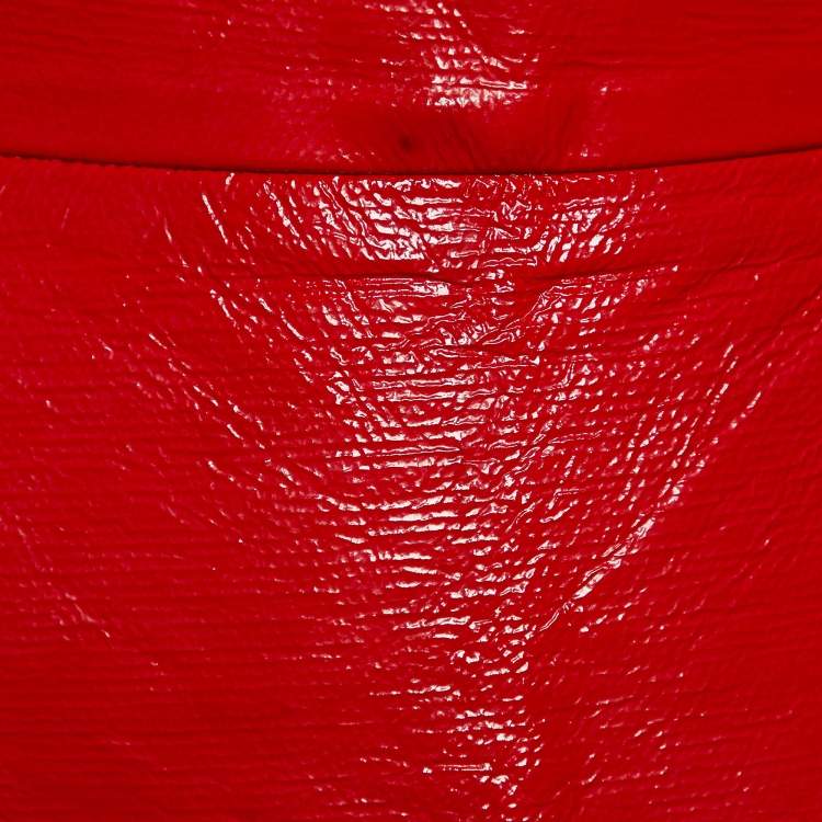 Pre Owned Versus Versace Red Faux Leather Mini Skirt S
