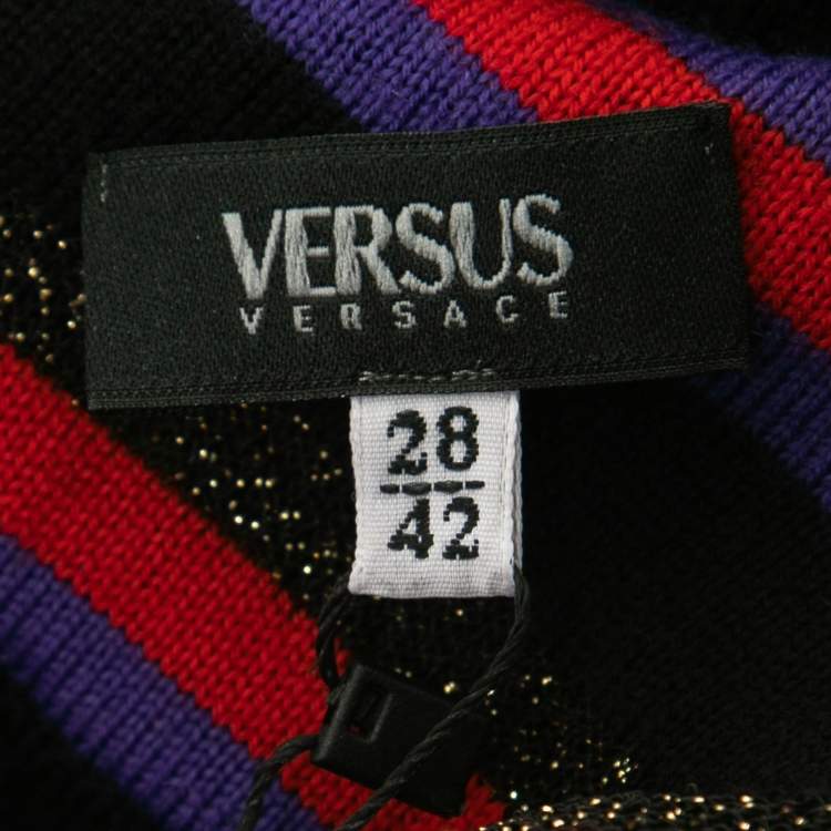 Pre Owned Versus Versace Multicolor Striped Knit Asymmetric Top M