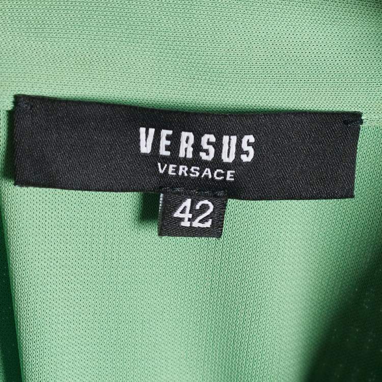 Pre Owned Versus Versace Green Jersey Knit Button Front Shirt M