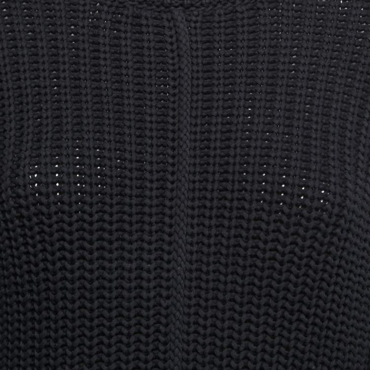Pre Owned Versus Versace Black Rib Knit Logo Charm Detail Sweater S