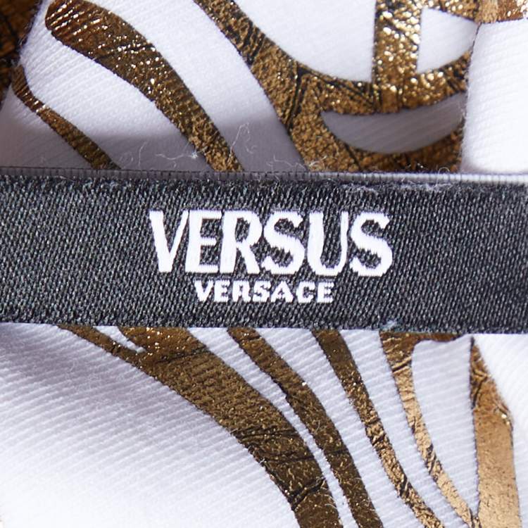 Pre Owned Versus Versace White Lion Head Printed Cotton Knit T-Shirt XL