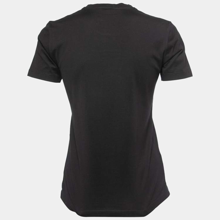 مملوكة مسبقًا Versus Versace Black Contrast Logo Detail Cotton Crew Neck Half Sleeve T-Shirt S
