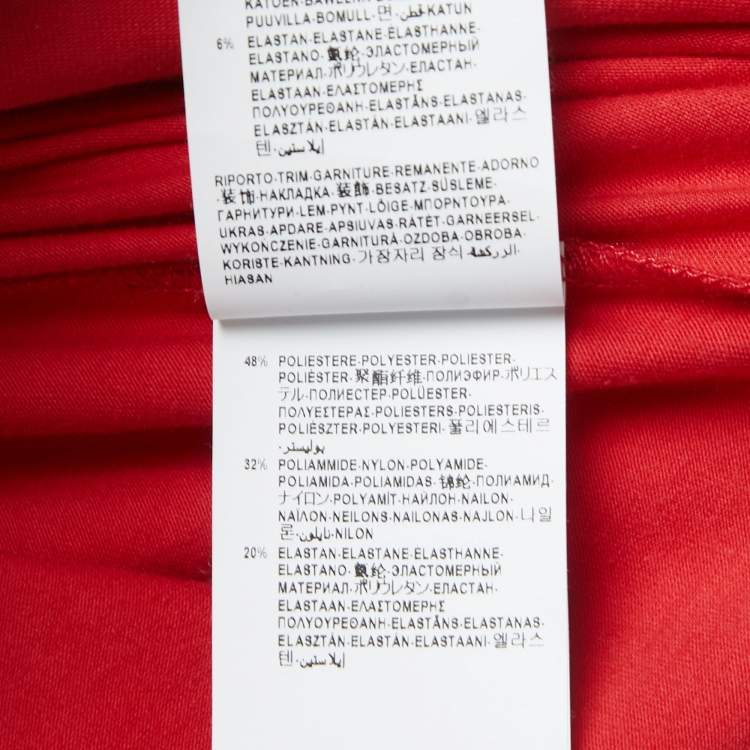 Pre Owned Versus Versace Red Cotton Logo Detailed High Neck T-Shirt XS