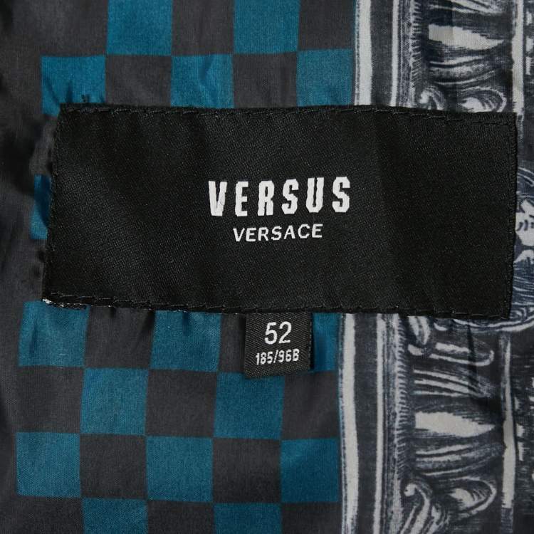 Pre Owned Versus Versace Black All-Over Print Synthetic Zip Front Jacket XL