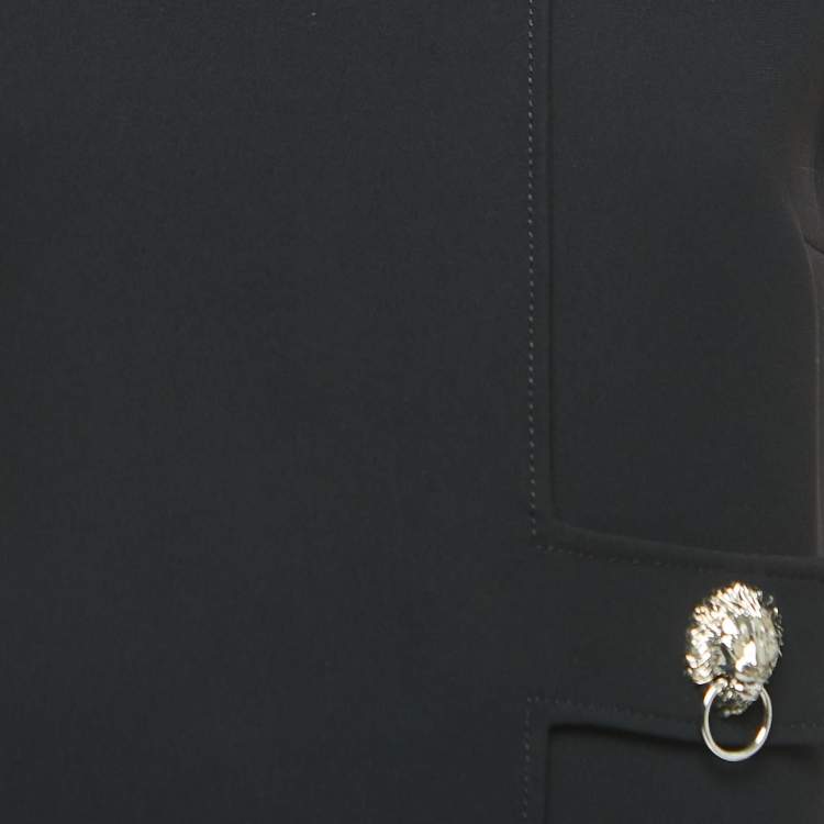 Pre Owned Versus Versace Black Crepe Logo Detailed Sleeveless Mini Dress S