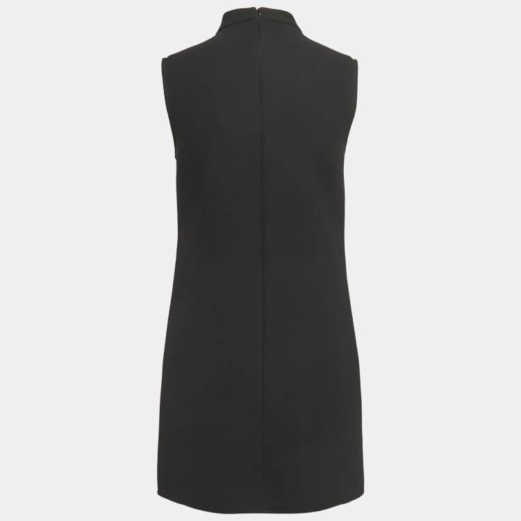 Pre Owned Versus Versace Black Crepe Logo Detailed Sleeveless Mini Dress S