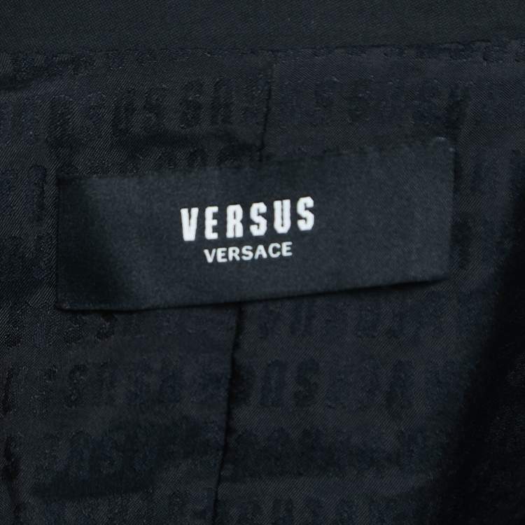 Pre Owned Versus Versace Black Stretch Cotton Trench Coat S