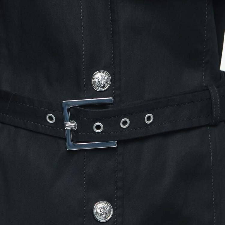 Pre Owned Versus Versace Black Stretch Cotton Trench Coat S