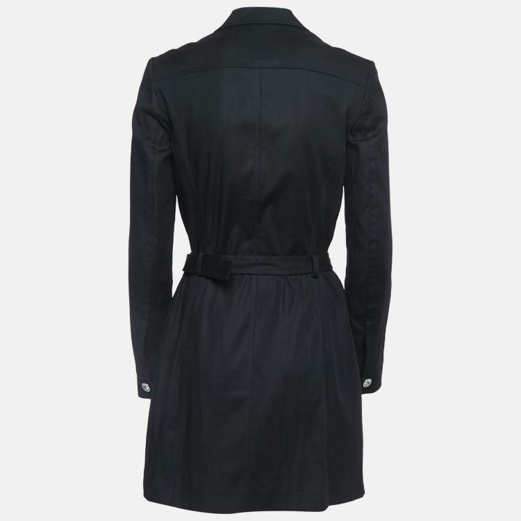 Pre Owned Versus Versace Black Stretch Cotton Trench Coat S