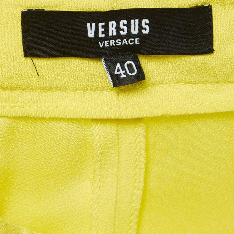 Pre Owned Versus Versace Yellow Crepe Straight Leg Trousers S
