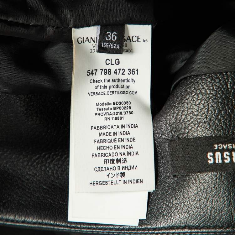 Pre Owned Versus Versace Black Leather Mini Skirt XS