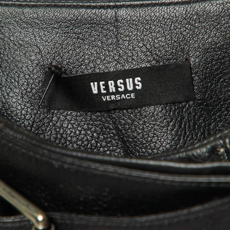 Pre Owned Versus Versace Black Leather Mini Skirt XS