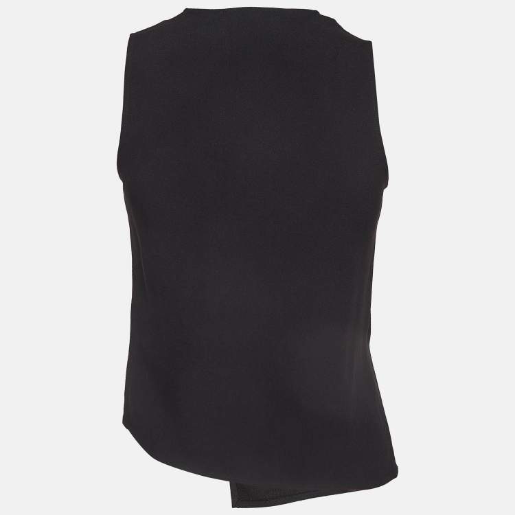 Pre Owned Versus Versace Black Crepe Asymmetric Wrap Top XS