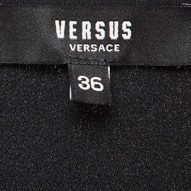 Pre Owned Versus Versace Black Crepe Asymmetric Wrap Top XS