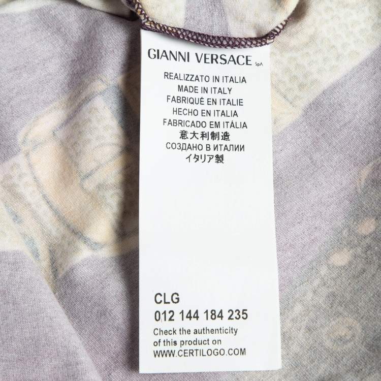 م�ملوكة مسبقًا Versus Versace Burgundy/Yellow Printed Jersey Mini Dress L