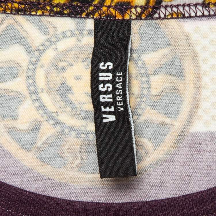 مملوكة مسبقًا Versus Versace Burgundy/Yellow Printed Jersey Mini Dress L