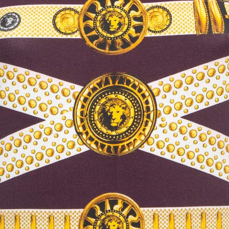 مملوكة مسبقًا Versus Versace Burgundy/Yellow Printed Jersey Mini Dress L