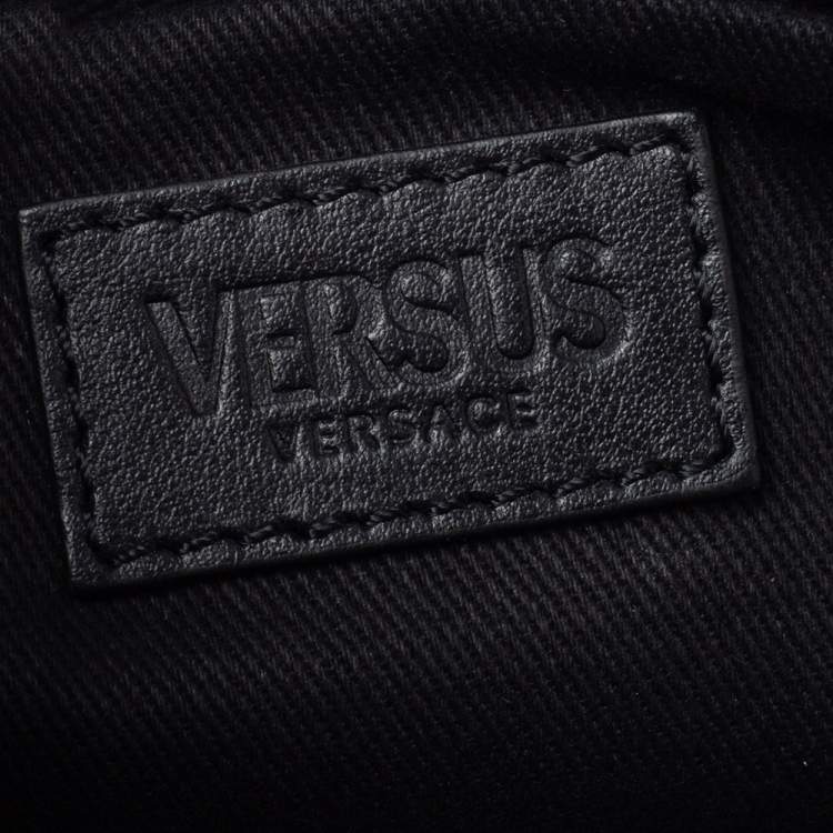 Pre Owned Versus Versace Black Python Effect Leather Chain Shoulder Bag