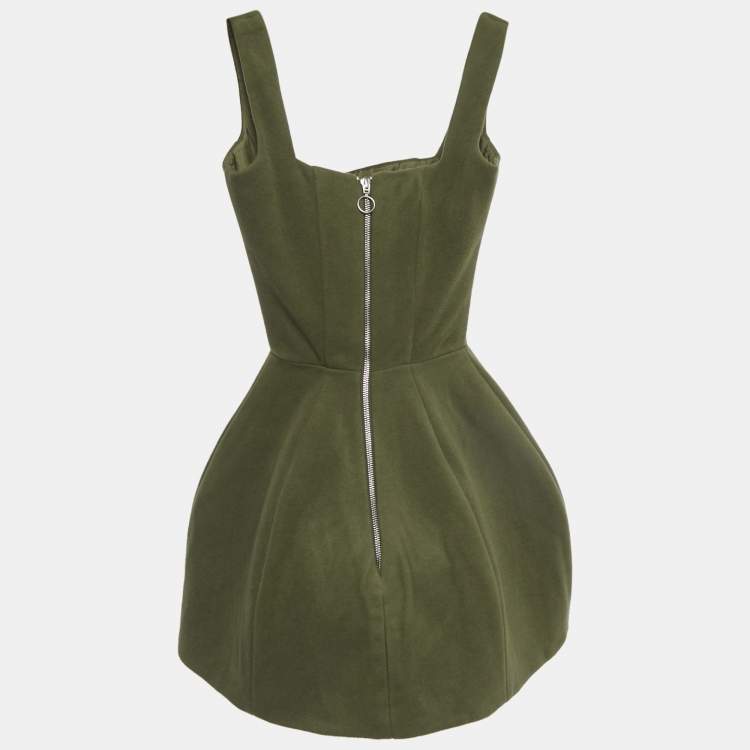 Pre Owned Vestiaire d'un Oiseau Libre Green Felt Flared Mini Dress XXS