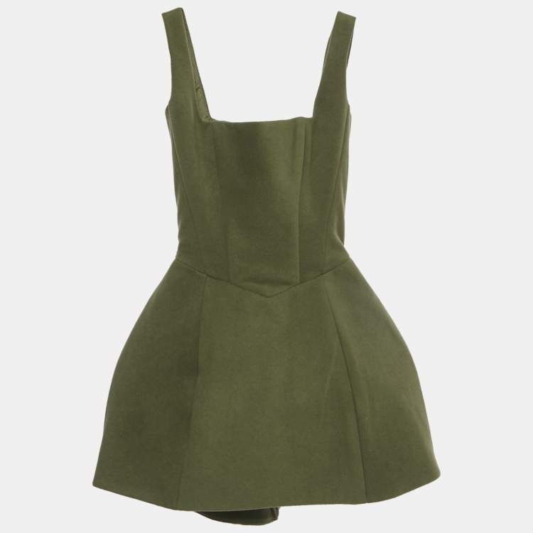 Pre Owned Vestiaire d'un Oiseau Libre Green Felt Flared Mini Dress XXS