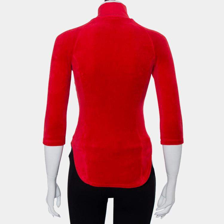 Pre Owned Vetements X Juicy Couture Red Velour Turtleneck Top M
