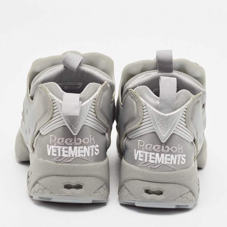 Pre Owned Vetements Silver Reflected Fabric Instapump Fury 3M Low Top Sneakers Size 38.5