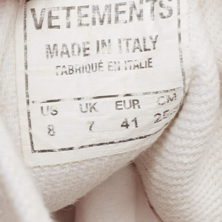 Pre Owned Vetements White Canvas Printed Hard Core Happiness High Top Sneakers Size 41