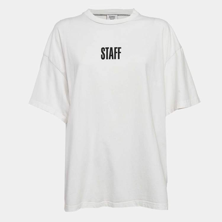 Vetements X Hanes White Staff Print Cotton Oversized T Shirt M Vetements TLC