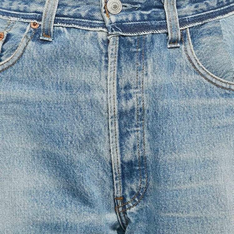 Pre Owned Vetements Blue Two Tone Patchwork Denim Straight-Leg  Jeans L