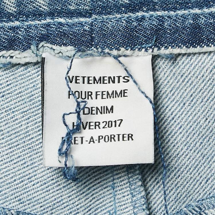 Pre Owned Vetements Blue Two Tone Patchwork Denim Straight-Leg  Jeans L