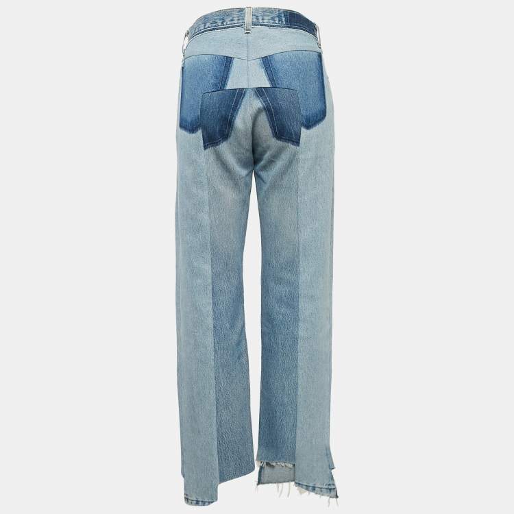 Pre Owned Vetements Blue Two Tone Patchwork Denim Straight-Leg  Jeans L