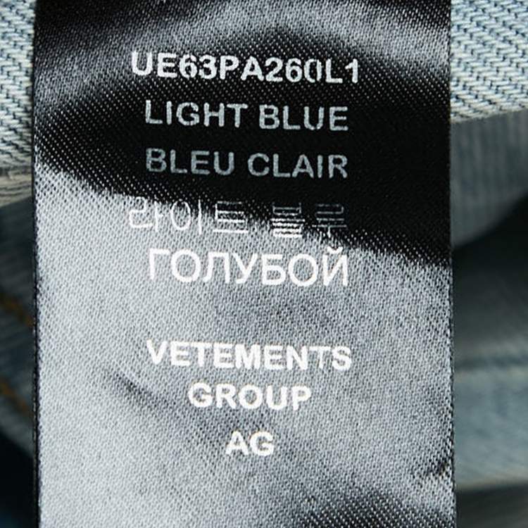 Pre Owned Vetements Blue Denim Inside Out Wide-Leg Garderobe Jeans S Waist 26"