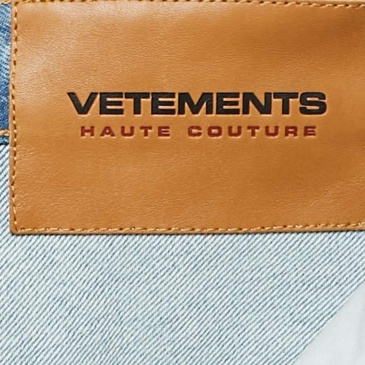 Pre Owned Vetements Blue Denim Inside Out Wide-Leg Garderobe Jeans S Waist 26"