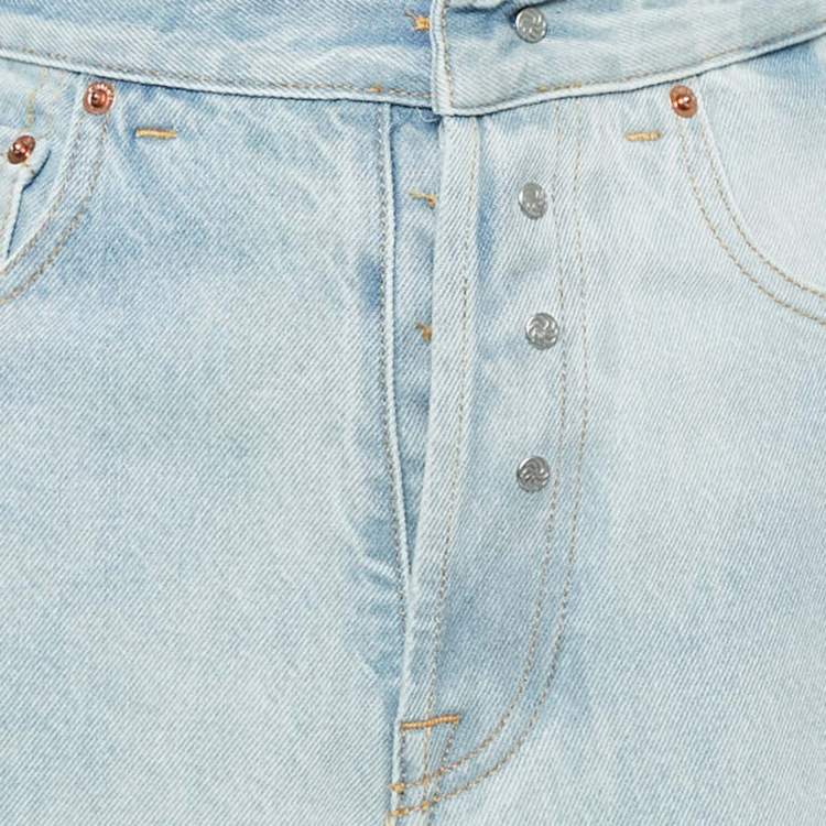 Pre Owned Vetements Blue Denim Inside Out Wide-Leg Garderobe Jeans S Waist 26"