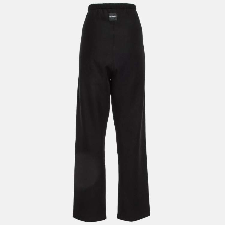 Pre Owned Vetements Black Large Logo Print Cotton Knit Sweatpants M