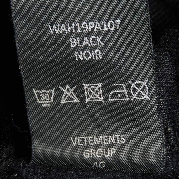 Pre Owned Vetements Black Large Logo Print Cotton Knit Sweatpants M