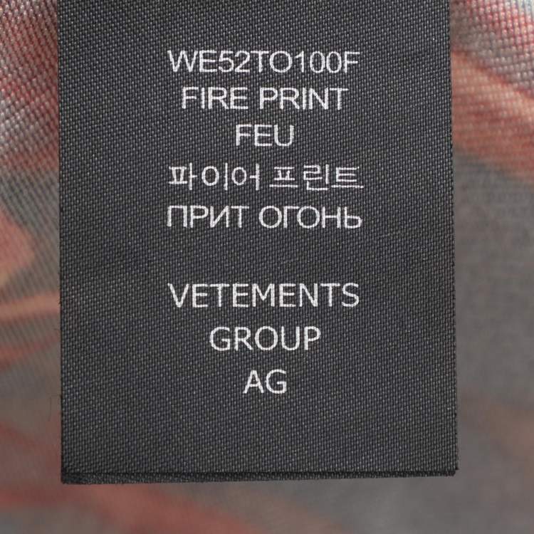 Pre Owned Vetements Multicolor Flame Floral Print Silk Blend Top M