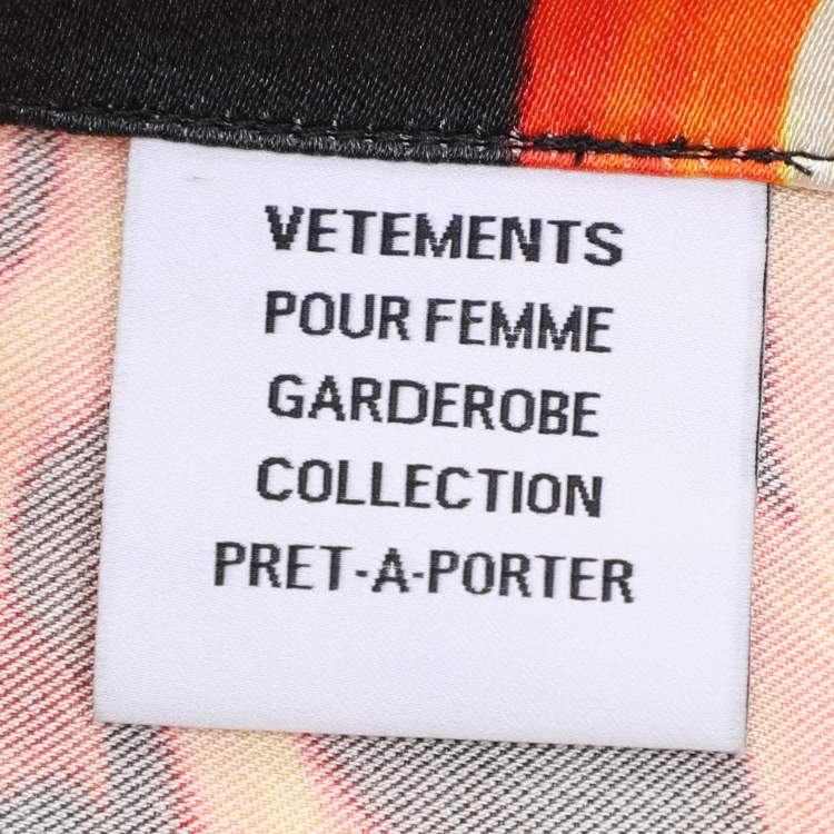 Pre Owned Vetements Multicolor Flame Floral Print Silk Blend Top M