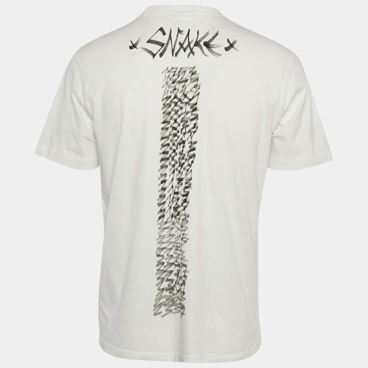 Pre Owned Vetements White Chinese Snake Zodiac Print Cotton Crew Neck T-Shirt S