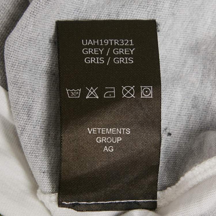 Pre Owned Vetements Grey Generation Alpha Printed Cotton Knit Oversized T-Shirt S