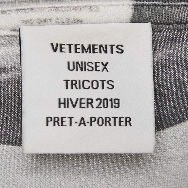 Pre Owned Vetements Grey Generation Alpha Printed Cotton Knit Oversized T-Shirt S
