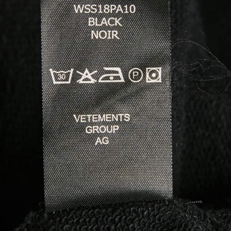 Pre Owned Vetements Black Logo Embroidered Cotton Knit Sweatpants M