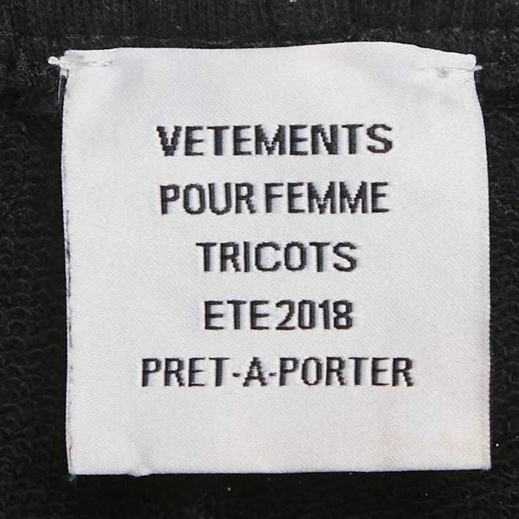 Pre Owned Vetements Black Logo Embroidered Cotton Knit Sweatpants M