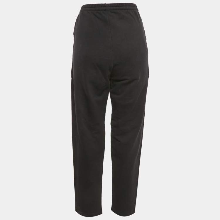 Pre Owned Vetements Black Logo Embroidered Cotton Knit Sweatpants M